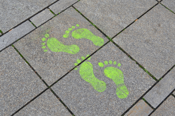 Gründe Fußabdrücke auf Asphalt